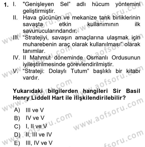 Strateji ve Güvenlik Dersi 2021 - 2022 Yılı (Final) Dönem Sonu Sınav Soruları 1. Soru