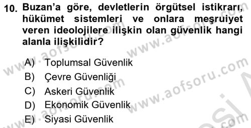 Strateji ve Güvenlik Dersi 2021 - 2022 Yılı (Final) Dönem Sonu Sınav Soruları 10. Soru
