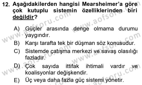 Strateji ve Güvenlik Dersi 2021 - 2022 Yılı (Final) Dönem Sonu Sınav Soruları 12. Soru