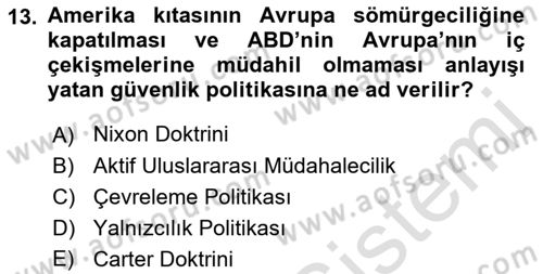 Strateji ve Güvenlik Dersi 2021 - 2022 Yılı (Final) Dönem Sonu Sınav Soruları 13. Soru