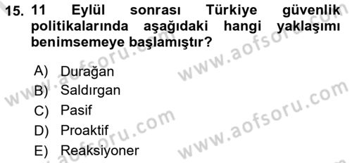 Strateji ve Güvenlik Dersi 2021 - 2022 Yılı (Final) Dönem Sonu Sınav Soruları 15. Soru