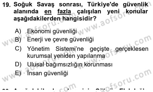 Strateji ve Güvenlik Dersi 2021 - 2022 Yılı (Final) Dönem Sonu Sınav Soruları 19. Soru