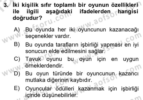 Strateji ve Güvenlik Dersi 2021 - 2022 Yılı (Final) Dönem Sonu Sınav Soruları 3. Soru