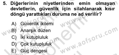 Strateji ve Güvenlik Dersi 2021 - 2022 Yılı (Final) Dönem Sonu Sınav Soruları 5. Soru