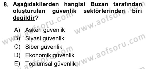 Strateji ve Güvenlik Dersi 2021 - 2022 Yılı (Final) Dönem Sonu Sınav Soruları 8. Soru