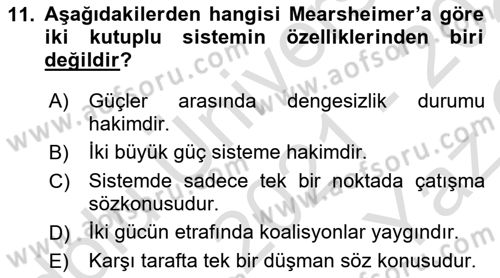 Strateji ve Güvenlik Dersi 2021 - 2022 Yılı Yaz Okulu Sınav Soruları 11. Soru