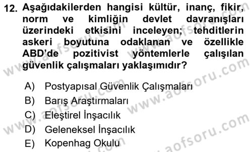 Strateji ve Güvenlik Dersi 2021 - 2022 Yılı Yaz Okulu Sınav Soruları 12. Soru