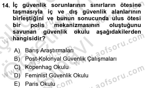 Strateji ve Güvenlik Dersi 2021 - 2022 Yılı Yaz Okulu Sınav Soruları 14. Soru