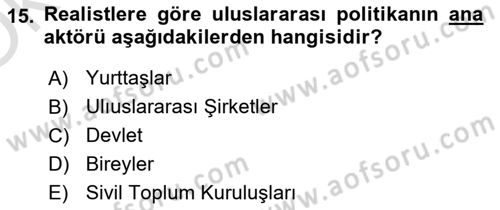 Strateji ve Güvenlik Dersi 2021 - 2022 Yılı Yaz Okulu Sınav Soruları 15. Soru