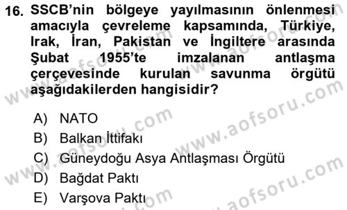 Strateji ve Güvenlik Dersi 2021 - 2022 Yılı Yaz Okulu Sınav Soruları 16. Soru