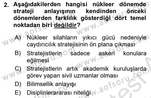 Strateji ve Güvenlik Dersi 2021 - 2022 Yılı Yaz Okulu Sınav Soruları 2. Soru
