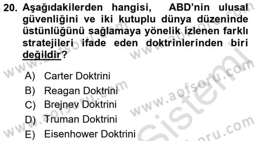 Strateji ve Güvenlik Dersi 2021 - 2022 Yılı Yaz Okulu Sınav Soruları 20. Soru