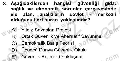 Strateji ve Güvenlik Dersi 2021 - 2022 Yılı Yaz Okulu Sınav Soruları 3. Soru