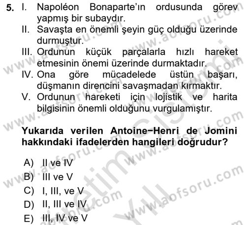 Strateji ve Güvenlik Dersi 2021 - 2022 Yılı Yaz Okulu Sınav Soruları 5. Soru