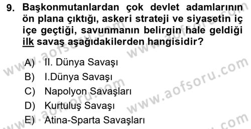 Strateji ve Güvenlik Dersi 2021 - 2022 Yılı Yaz Okulu Sınav Soruları 9. Soru