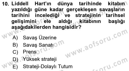 Strateji ve Güvenlik Dersi Ara Sınavı Deneme Sınav Soruları 10. Soru