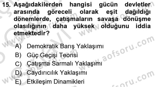 Strateji ve Güvenlik Dersi 2022 - 2023 Yılı (Vize) Ara Sınav Soruları 15. Soru