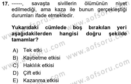 Strateji ve Güvenlik Dersi 2022 - 2023 Yılı (Vize) Ara Sınav Soruları 17. Soru