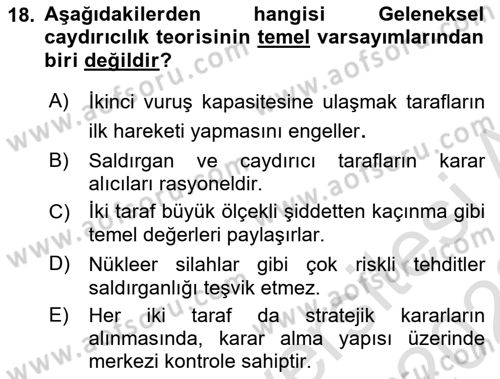Strateji ve Güvenlik Dersi 2022 - 2023 Yılı (Vize) Ara Sınav Soruları 18. Soru
