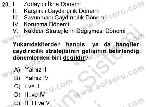 Strateji ve Güvenlik Dersi 2022 - 2023 Yılı (Vize) Ara Sınav Soruları 20. Soru