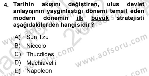 Strateji ve Güvenlik Dersi 2022 - 2023 Yılı (Vize) Ara Sınav Soruları 4. Soru
