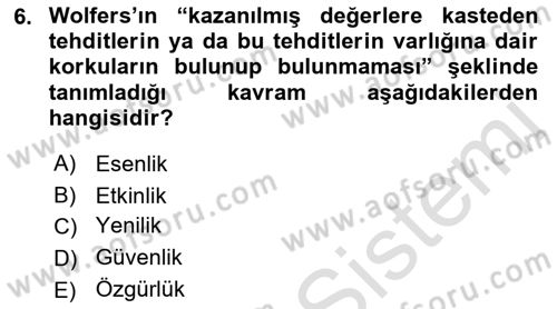 Strateji ve Güvenlik Dersi Ara Sınavı Deneme Sınav Soruları 6. Soru