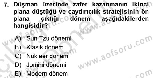 Strateji ve Güvenlik Dersi Ara Sınavı Deneme Sınav Soruları 7. Soru