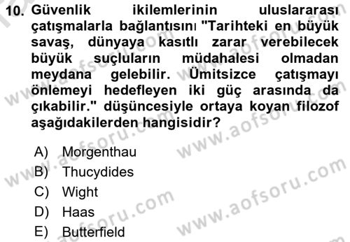 Strateji ve Güvenlik Dersi 2022 - 2023 Yılı (Final) Dönem Sonu Sınavı 10. Soru