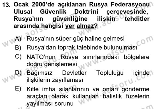 Strateji ve Güvenlik Dersi 2022 - 2023 Yılı (Final) Dönem Sonu Sınav Soruları 13. Soru
