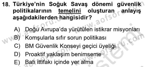 Strateji ve Güvenlik Dersi 2022 - 2023 Yılı (Final) Dönem Sonu Sınavı 18. Soru