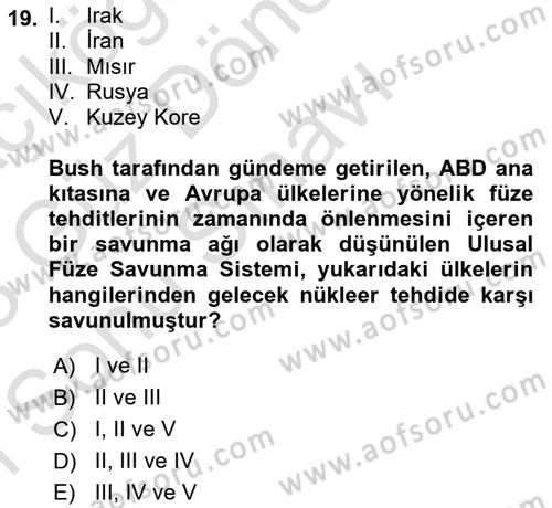 Strateji ve Güvenlik Dersi 2022 - 2023 Yılı (Final) Dönem Sonu Sınavı 19. Soru