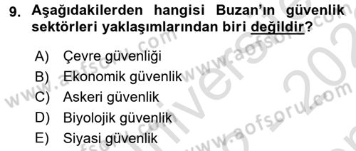 Strateji ve Güvenlik Dersi 2022 - 2023 Yılı (Final) Dönem Sonu Sınavı 9. Soru