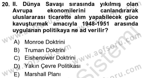 Strateji ve Güvenlik Dersi 2022 - 2023 Yılı Yaz Okulu Sınavı 20. Soru