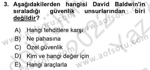 Strateji ve Güvenlik Dersi 2022 - 2023 Yılı Yaz Okulu Sınavı 3. Soru