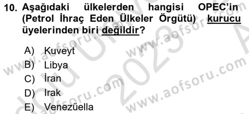 Strateji ve Güvenlik Dersi 2023 - 2024 Yılı (Vize) Ara Sınav Soruları 10. Soru