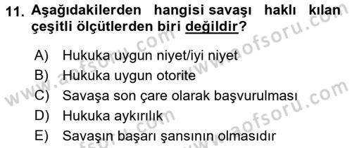 Strateji ve Güvenlik Dersi 2023 - 2024 Yılı (Vize) Ara Sınav Soruları 11. Soru