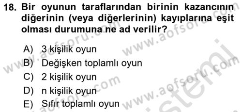 Strateji ve Güvenlik Dersi 2023 - 2024 Yılı (Vize) Ara Sınav Soruları 18. Soru