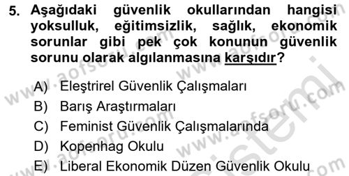 Strateji ve Güvenlik Dersi 2023 - 2024 Yılı (Vize) Ara Sınav Soruları 5. Soru