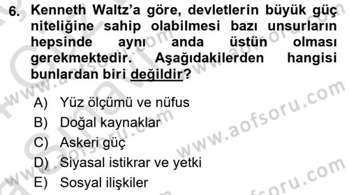 Strateji ve Güvenlik Dersi Ara Sınavı Deneme Sınav Soruları 6. Soru