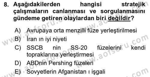 Strateji ve Güvenlik Dersi Ara Sınavı Deneme Sınav Soruları 8. Soru