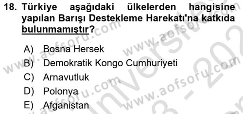 Strateji ve Güvenlik Dersi 2023 - 2024 Yılı (Final) Dönem Sonu Sınav Soruları 18. Soru