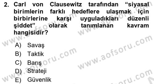 Strateji ve Güvenlik Dersi 2023 - 2024 Yılı (Final) Dönem Sonu Sınav Soruları 2. Soru