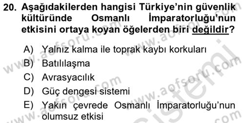 Strateji ve Güvenlik Dersi 2023 - 2024 Yılı (Final) Dönem Sonu Sınav Soruları 20. Soru