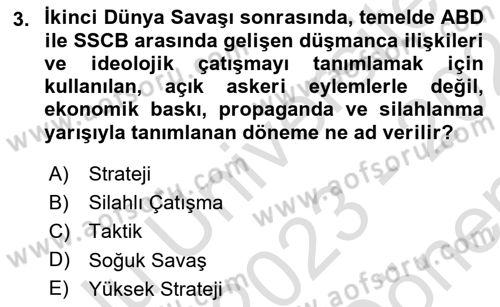 Strateji ve Güvenlik Dersi 2023 - 2024 Yılı (Final) Dönem Sonu Sınav Soruları 3. Soru