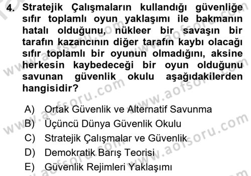 Strateji ve Güvenlik Dersi 2023 - 2024 Yılı (Final) Dönem Sonu Sınav Soruları 4. Soru