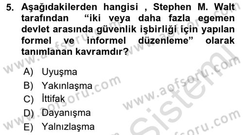 Strateji ve Güvenlik Dersi 2023 - 2024 Yılı (Final) Dönem Sonu Sınav Soruları 5. Soru