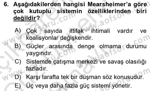 Strateji ve Güvenlik Dersi 2023 - 2024 Yılı (Final) Dönem Sonu Sınav Soruları 6. Soru