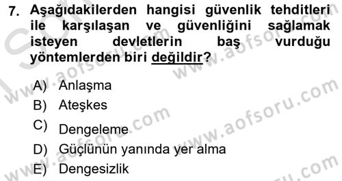 Strateji ve Güvenlik Dersi 2023 - 2024 Yılı (Final) Dönem Sonu Sınav Soruları 7. Soru