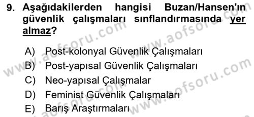 Strateji ve Güvenlik Dersi 2023 - 2024 Yılı (Final) Dönem Sonu Sınav Soruları 9. Soru