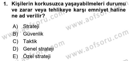 Strateji ve Güvenlik Dersi 2023 - 2024 Yılı Yaz Okulu Sınav Soruları 1. Soru